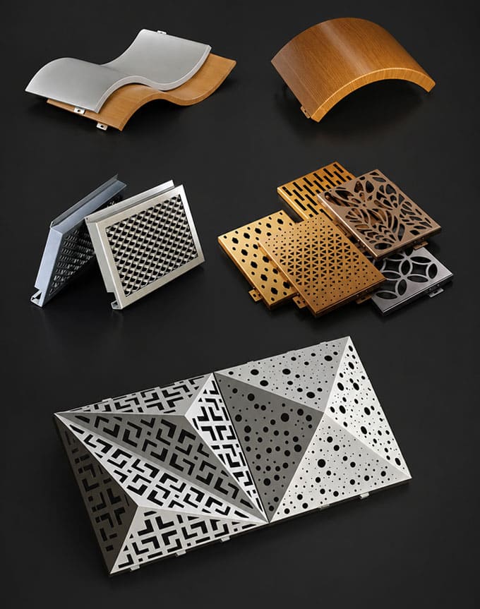 Modern building facade featuring high-quality perforated metal cladding