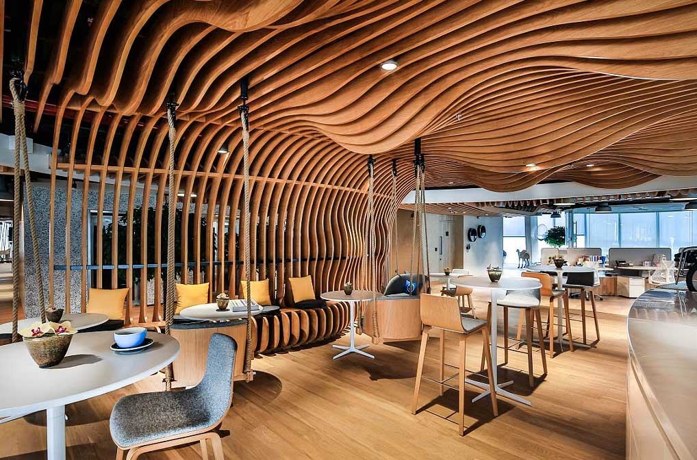 Modern Aluminum Baffle Ceiling Curved Metal Slat System for Hotel Decor