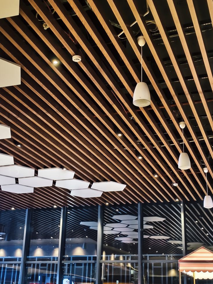 Linear Wood Grain Aluminum Baffle Fireproof Suspended Ceiling System