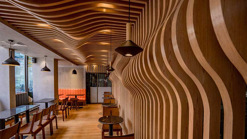 Modern Aluminum Baffle Ceiling Curved Metal Slat System for Hotel Decor