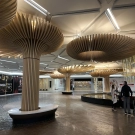 Curved Wood Grain Aluminum Tube Wave-Shaped Ceiling & Wall System