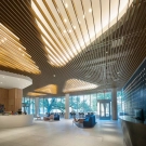 Linear Wood Grain Aluminum Baffle Fireproof Suspended Ceiling System