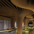Curved Wood Grain Aluminum Tube Wave-Shaped Ceiling & Wall System