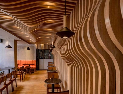 Modern Aluminum Baffle Ceiling Curved Metal Slat System for Hotel Decor