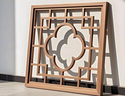 Chinese Antique Aluminum Grille Wood Grain Screen Partition Custom Curtain Wall